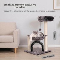 Arbre à chat en bois massif tout-en-un, gain de place, 70 cm, griffoir et plateforme de jeu pour chat