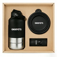 Bouteille d'eau pour chien 3-en-1 en acier inoxydable de 32 oz pour l'extérieur avec gamelle et récipient à nourriture, boîte cadeau distributeur d'eau pour animaux 2026