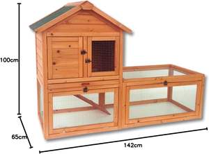 Gabbia Moderna in Legno per Roditori a 2 Piani con Ampio Recinto, Imballaggio Ecologico per Polli, Gabbia Resistente - Product Image 5