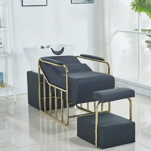 Lit de lavage moderne en acier inoxydable pour salon de coiffure avec <span class=keywords><strong>bac</strong></span> de lavage et cuvette de lavage arrière pour barbier - Product Image 4