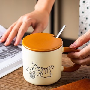 Taza <span class=keywords><strong>de</strong></span> Agua <span class=keywords><strong>de</strong></span> Cerámica <span class=keywords><strong>de</strong></span> Alta Calidad con <span class=keywords><strong>Diseño</strong></span> <span class=keywords><strong>de</strong></span> Pareja <span class=keywords><strong>de</strong></span> <span class=keywords><strong>Gatos</strong></span>, con Tapa y Cuchara, <span class=keywords><strong>Diseño</strong></span> <span class=keywords><strong>de</strong></span> Dibujos Animados, para Oficina o Regalo <span class=keywords><strong>de</strong></span> Café - Product Image 2