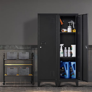 Armoire en métal pour le bureau à domicile, casiers de rangement en acier avec porte verrouillable et 2 étagères réglables, petit casier en métal - Product Image 3