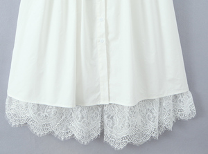 Abito Lungo in <span class=keywords><strong>Cotone</strong></span> Casual alla Moda con Spalline Sottili, Tinta Unita, Bottoni Frontali e Pizzo, Disponibile in 2 Colori per Donna - Product Image 6