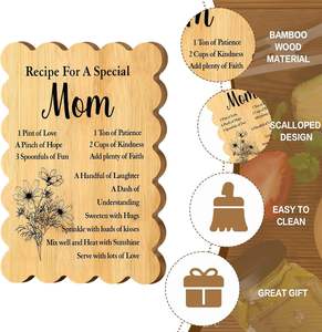 Planche à découper festonnée en bambou, planches à charcuterie décoratives avec recette imprimée, poème floral pour femmes, présentoir de cuisine - Product Image 5