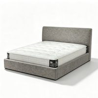 Cadre de lit rembourré en tissu gris moderne, lit plateforme à profil bas pour chambre à coucher, meubles de maison