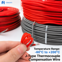 Cable de Extensión para Termopar Tipo J JXFG, Cable de Compensación de Alta Temperatura de Silicona y Cobre Estañado IP65, 2x0.2mm