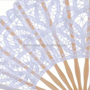 Abanico de encaje bordado a mano, doble capa, plegable, color beige, recuerdos de boda para invitados, manualidades. - Product Image 2