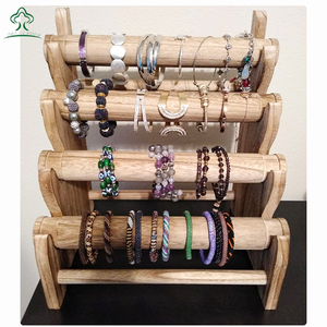 Escaparate y almacenamiento en el hogar antiguo de madera 4 niveles joyería pulsera soporte de exhibición brazalete Scrunchie organizador titular para tienda - Product Image 1