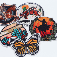 Ensemble de patchs brodés de style occidental |   Appliques à coudre Cowboy, Cheval, Cactus et Papillon pour vêtements, vestes et chapeaux