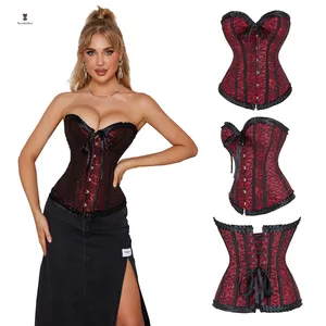 10 poissons désossés femmes Sexy Shapewear à volants Corset Sexy Vintage Halloween Costume rouge violet mince corps Shaper Basques Korset