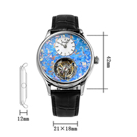 Montre Classique de Luxe 100% Tourbillon pour Hommes, Cadran en Titane Fleur de Glace, Montre en Saphir pour Hommes, Montres Mécaniques à Bracelet Relogio
