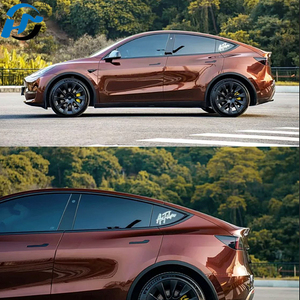 Fábrica al por mayor HD brillante líquido metálico marrón PET TPU envoltura de <span class=keywords><strong>coche</strong></span> <span class=keywords><strong>vinilo</strong></span> polimérico un rollo completo 1.52X1 8M/5X60FT pegatinas de <span class=keywords><strong>coche</strong></span> - Product Image 3