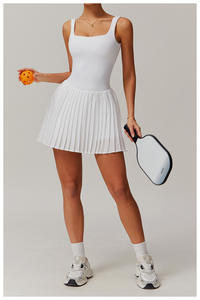 Benutzer definiertes Logo Tennis Sport BH Rock Frauen Fitness Tennis Röcke Mit Shorts Strumpfhose Tennis Plissee Kleid - Product Image 4