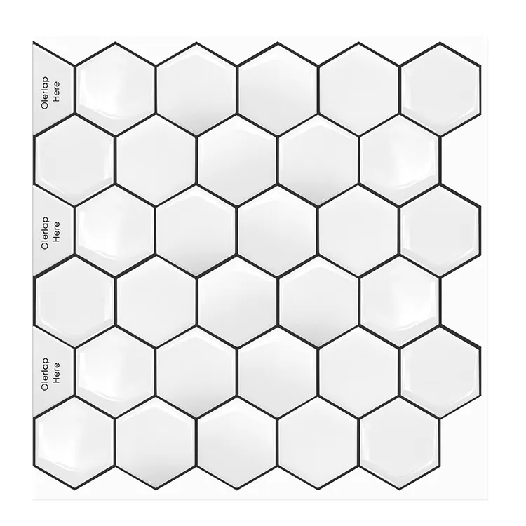 12 inch white oil proof kitchen bathroom peel and stick backsplash vinyl 3d wall sticker wallpaper hexagon tile