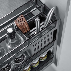 Unihopper Pull-Out Seasoning <b>Basket</b> Stainless Steel <b>Rectangle</b> Multi-Layer Cabinet Organizer <b>Storage</b> Rack Easy Cleaning - Product Image 1