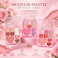 Palette de maquillage multi-usages 3 en 1, blush, fard à paupières, illuminateur, palette cosmétique pour le visage, rose en relief 3D
