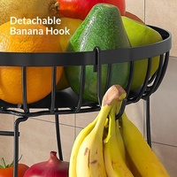 Keranjang Buah dan Sayur Logam Bulat Dua Lapis Desain Lepas Pasang untuk Meja Dapur dan Penyimpanan Ruang Tamu
