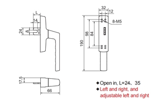 中国Kinlong LCZS59フォークドライブ窓ハンドルインスイング両開き日よけ窓ハードウェアハンドル - Product Image 3
