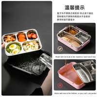 Boîte à Bento en acier inoxydable avec 4 compartiments, boîte à Bento en métal avec baguettes et cuillère