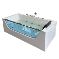 Baignoire Balnéo Zevana 1800 Moderne de Luxe Autoportante en Acrylique pour 1 Personne, Massage 6 Jets, Drain Réversible, LED Chaude