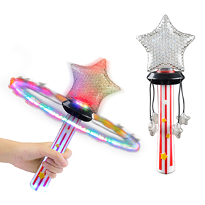 Juguete Luminoso LED con Tema Patriótico de la Bandera de EE. UU., 11.8 Pulgadas, Luz Intermitente Roja, Blanca y Azul, Estrella Giratoria de 30CM, Varita Giratoria con Estrella LED - Product Image 1
