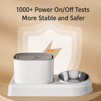 Fontaine à eau et gamelle pour animaux de compagnie Cat & Dog, écologique, moderne, 2L, silencieuse, à circulation, surélevée, inclinée à 15°, en acier inoxydable