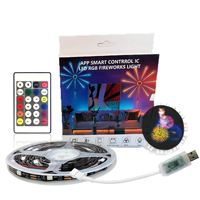 Bande LED RGB USB 5V 5050 pour décoration de Noël/maison/extérieur, mode musique, contrôle par application, lumière murale intelligente effet feux d'artifice, IP65, 180 LED, CRI80