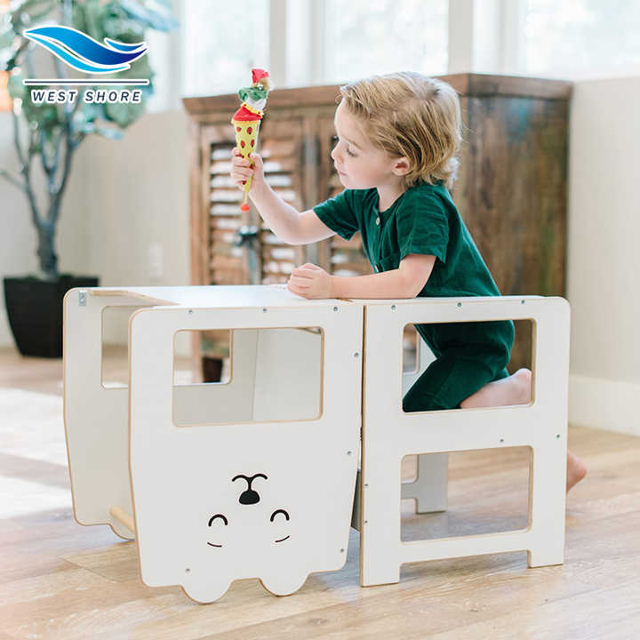 Wooden Kitchen Helper Step Stool Montessori Learning Tower