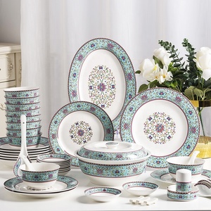 Nouvel ensemble de vaisselle en porcelaine émaillée traditionnelle chinoise de 56 pièces pour 10 personnes - Product Image 2