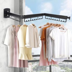 Metal Folding <b>Wall</b> Laundry Wire <b>Clothes</b> Floor <b>Drying</b> Rod <b>Rack</b> Premium Outdoor Hangers Garment for Baby <b>Clothes</b> Custom Logo - Product Image 1