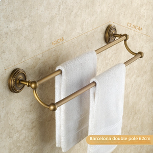 Barra Doble para Toallas <span class=keywords><strong>de</strong></span> Latón Antiguo, Soporte para Toallas <span class=keywords><strong>de</strong></span> Baño, Estante <span class=keywords><strong>de</strong></span> Almacenamiento para Cocina, 62 cm - Product Image 1