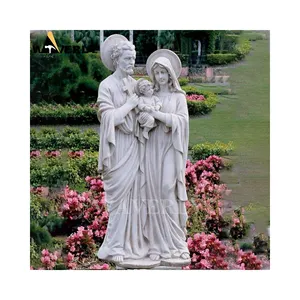 Outdoor Holy Family Statue Set White Marble Sculpture Statue Mary Joseph Baby Jesus Stone Mary Joseph And Jesus Statue