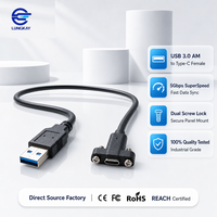 LUNGKAY Câble USB 3.0 personnalisé mâle A vers femelle Type C avec vis pour câblage d'équipement, configuration d'instruments, verrouillage industriel