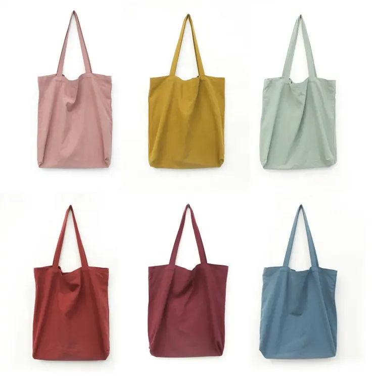 Wholesale Custom Eco Friendly Recycled Foldable Colorful Cloth Cotton Linen Canvas Shopping Tote Bag With Logo