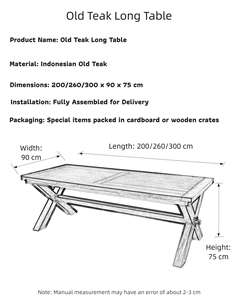 Mesa Larga de Teca Vintage, Estilo Retro del Sudeste Asiático, Mesa de Comedor Rectangular, Madera Sólida Ecológica Hecha a Mano para <span class=keywords><strong>Hotel</strong></span>, Villa o Hostal - Product Image 5