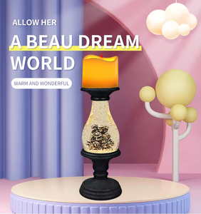 Вращающийся светильник-фонарь с блестками для Хэллоуина и Рождества, подсвечник с теплым белым светодиодом и 3 батарейками АА - Product Image 6