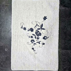 Chunky 100% Carded Cotton <b>Bath</b> <b>Mat</b> Custom Embroidery Logo Wave Design Bathroom Rug OEM Bulk Wholesale Supply - Product Image 1