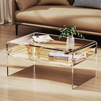 Portable Écologique Acrylique Clair Rectangle Lucite Table Basse Transparent Présentoir pour Salon