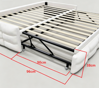 Lit gigogne moderne gain de place, capitonné à bulles, en tissu polaire Teddy blanc, cadre de lit escamotable, sans sommier requis, pour petites pièces