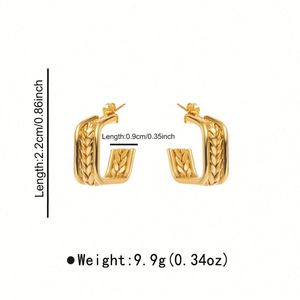 Vintage Gold Color Minimalist Round <b>Stud</b> <b>Earrings</b> Women's Fashion Fine Jewelry for Party Stainless Steel Causal Styling - Product Image 2