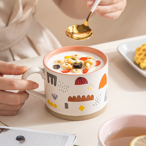 แก้วน้ำเซรามิกสไตล์ญี่ปุ่นขนาดใหญ่ ผลิตจากเครื่องปั้นดินเผาหยาบ ขายตรงจากโรงงาน แก้วมัคเซรามิกสำหรับอาหารเช้าสไตล์สดใส เหมาะสำหรับเป็นของขวัญทางธุรกิจ - Product Image 4