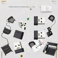 Clé USB Micro Line 64 Go USB 2.0, lot de 5, en plastique, compacte pour PC/ordinateur portable/voiture/téléviseur, noire