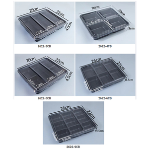 Boîtes de découpe de fruits plateau compartiments noirs contenants alimentaires jetables boîte d'emballage de repas multi-compartiments plaque combinée - Product Image 2