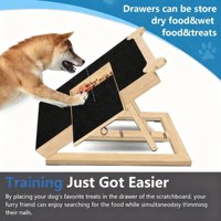 Planche à gratter pour chien en bois personnalisée, pliable et extractible, pour la réparation des ongles des animaux de compagnie, avec compartiment à friandises, vente en gros