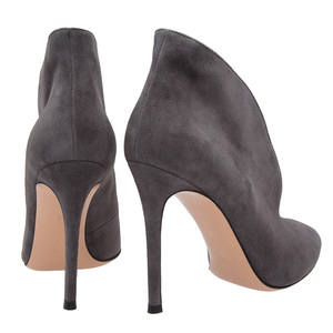 Sandales d'été en daim à bout ouvert pour femmes, bottines à talons compensés hauts, <span class=keywords><strong>bottes</strong></span> courtes sexy à découpe en V à enfiler pour femmes - Product Image 4