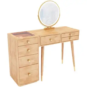 Original walnut colour solid wood dressing table bedroom make-up table small household storage cabinet vanity cabinet