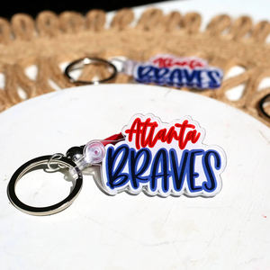 The New Hot Atlanta Braves Fan Estilo de dibujos animados Impresión Llaveros Béisbol Acrílico Llavero con aleación Metal Plástico Material - Product Image 6