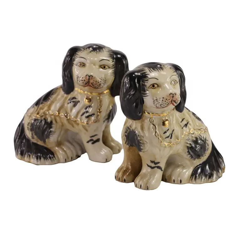 Synwish Vintage staff5riproduzione Custom re Charles Spaniel Foo ceramica portafortuna cane statuetta ornamento per la decorazione della casa