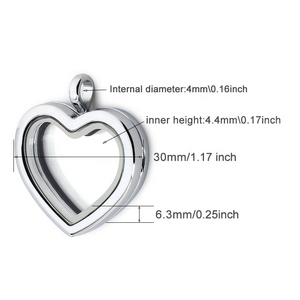 Silver Color rainbow Color Peach <strong>Heart</strong> <strong>Shape</strong> Glass <strong>Locket</strong> With Rhinestone Memory Living Magnetic Closure Glass Floating <strong>Locket</strong> - Product Image 1