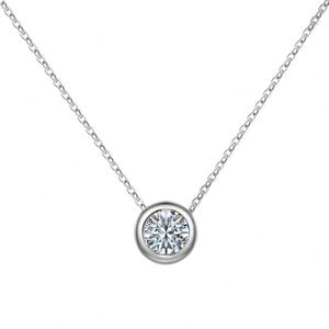 Dylam Customizable Fine <b>Top</b> Jewelry 925 <b>Silver</b> Link <b>Chain</b> Solitaire Circle 1.5ct D Color VVS1 Moissanite Pendant Jewel Necklaces - Product Image 1
